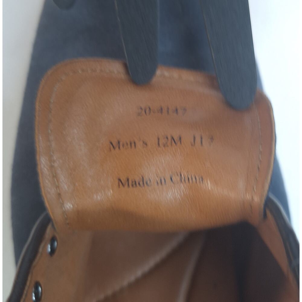 Johnston & Murphy Men's Oxford Dress Shoes 12M Brown Blue Suede Wingtip Brogue - Picture 4 of 12